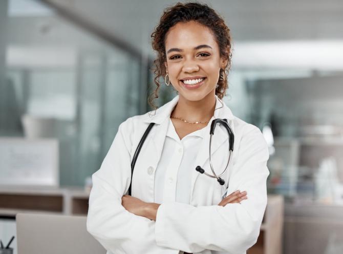 Medical doctor in office